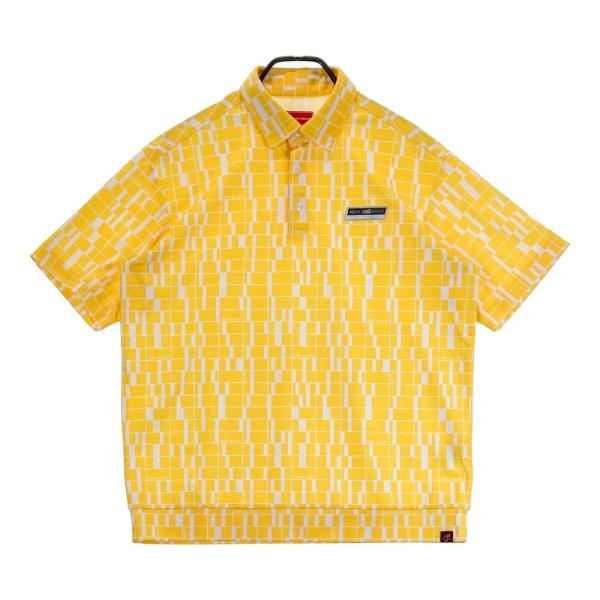 サイズ：5 NEW BALANCE GOLF ニューバランス  半袖ポロシャツ キャップ総柄 イエロー系 [240101449565] ゴルフウェア メンズ ストスト New Balance NEW BALANCE ニューバランス 半袖ポロシャツ 総柄