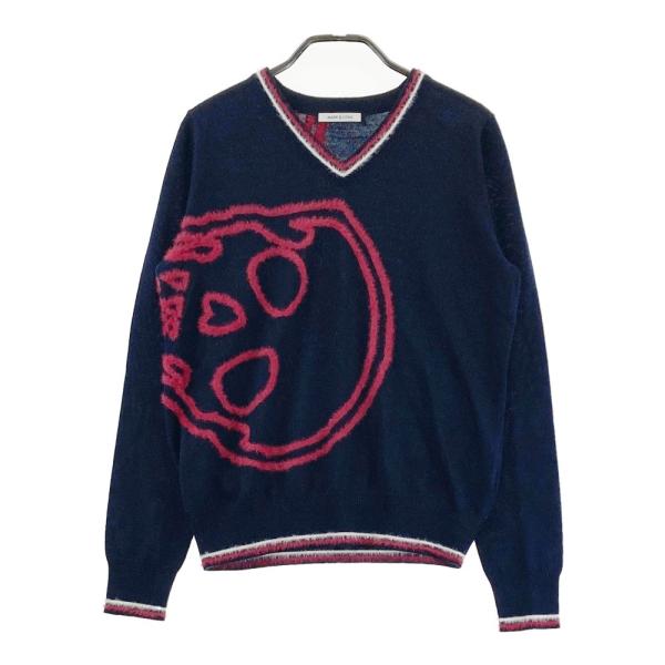 【美品】マークアンドロナ MARK&LONA ニット ウール混 ネイビー系 38 美品】マークアンドロナ MARK&LONA ニット ウール混 ネイビー系 38