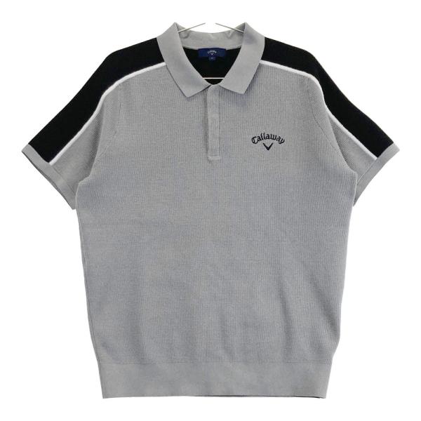 サイズ：L CALLAWAY キャロウェイ 2023年モデル 半袖 ニット ポロシャツ  グレー系 [240101268967] ゴルフウェア メンズ ストスト Callaway CALLAWAY キャロウェイ 2023年モデル 半袖 ニット