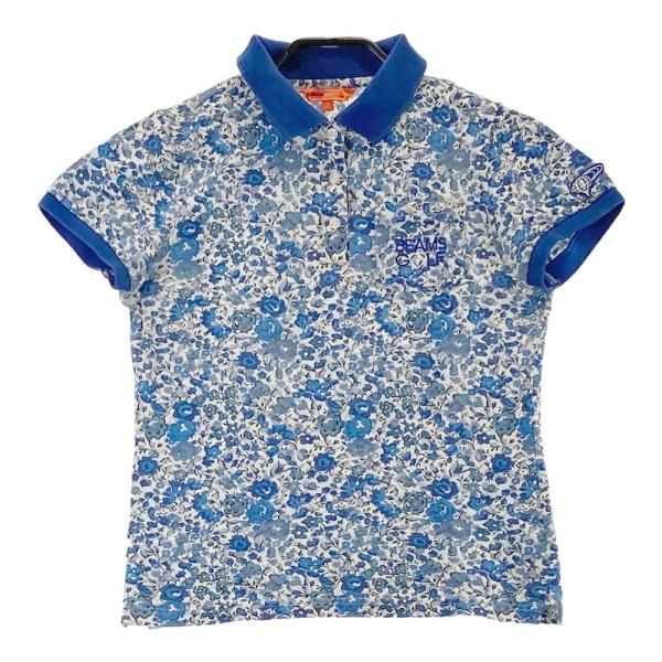 BEAMS GOLF ビームスゴルフ 半袖ポロシャツ 花 総柄 ネイビー系