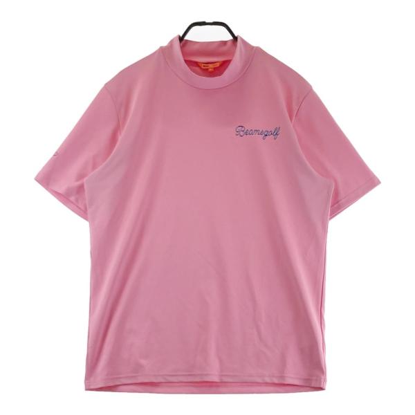 サイズ：M BEAMS GOLF ビームスゴルフ  ハイネック 半袖Tシャツ ロゴ総柄 ピンク系 [240101442433] ゴルフウェア レディース ストスト BEAMS GOLF ビームスゴルフ ハイネック半袖Tシャツ ピンク系 XL