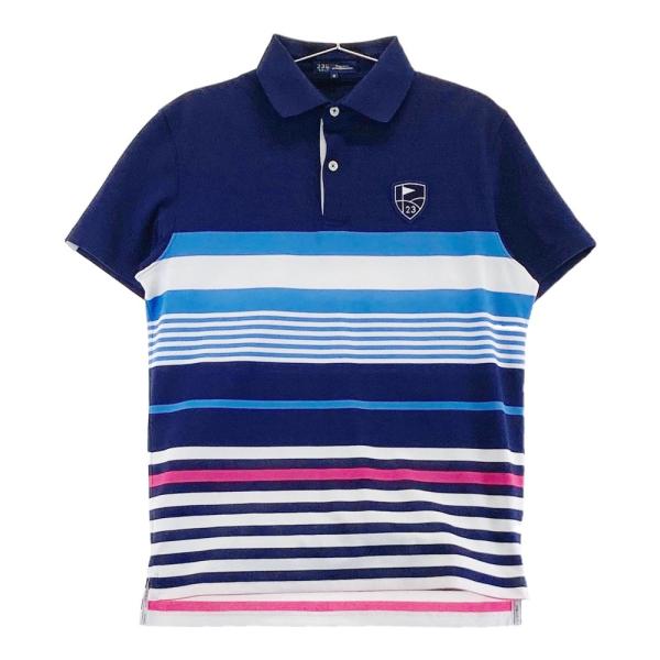 サイズ：L 23区GOLF ニジュウサンクゴルフ  半袖ポロシャツ ボーダー柄 ネイビー系 [240101361955] ゴルフウェア メンズ ストスト stst-used_1-240101289509
