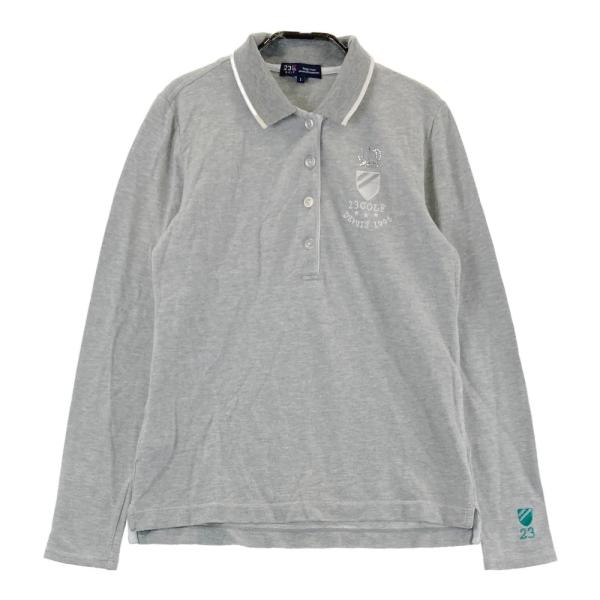 23区GOLF ニジュウサンクゴルフ 長袖ポロシャツ グレー系 1