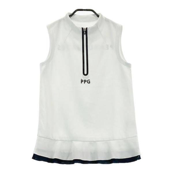 新品　PGG パーリーゲイツ　ワンピース　ハーフジップ　ホワイト　サイズ1 PGG PGGパーリーゲイツ 半袖ハイネックワンピース 白×黒 ハーフ