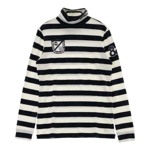 サイズ：1 PEARLY GATES パーリーゲイツ  ハイネック 長袖Tシャツ ボーダー柄 ホワイト系 [240101421391] ゴルフウェア レディース ストスト PEARLY GATES パーリーゲイツ ハイネック 長袖Tシャツ ボーダー