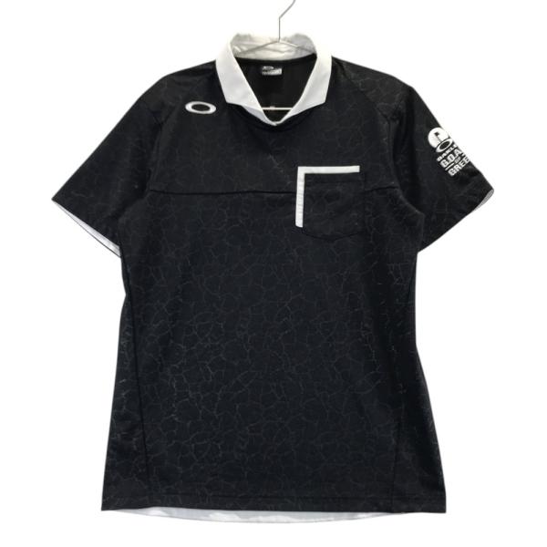 OAKLEY オークリー 433961JP 襟付 半袖Tシャツ 総柄 ブラック系