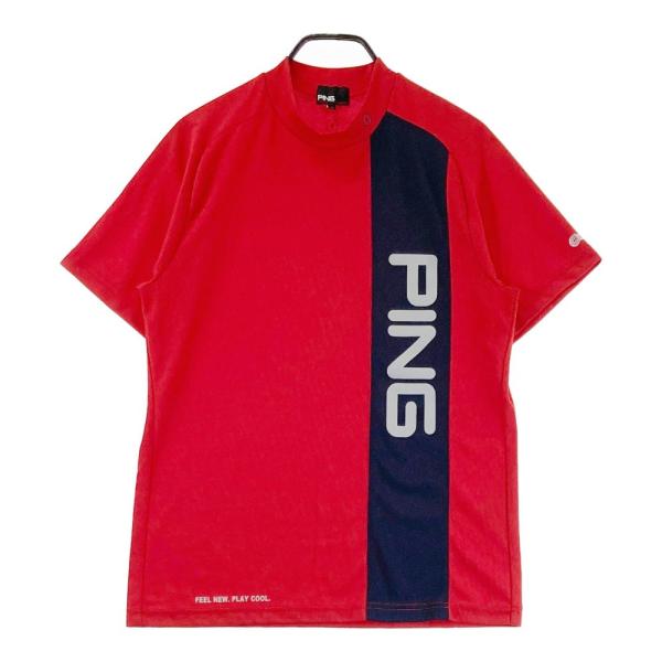 PING ピン モックネック 半袖Tシャツ レッド系 L ゴルフウェア