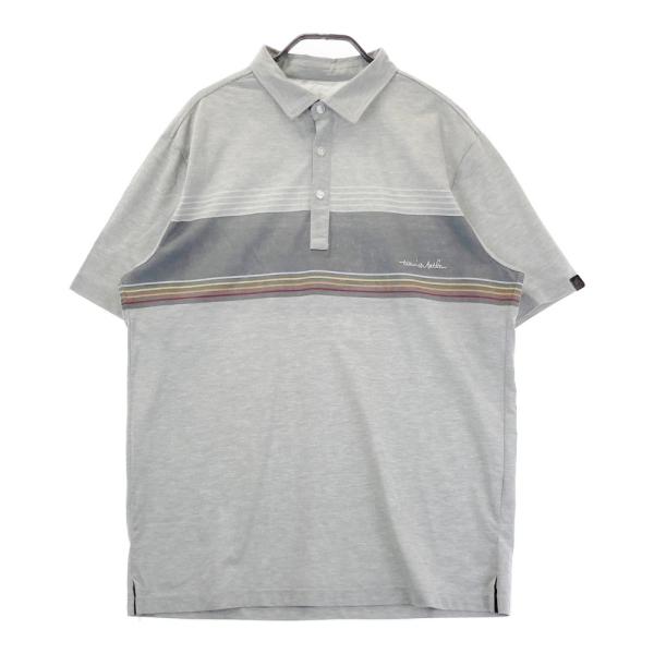 サイズ：M TRAVIS MATHEW トラビスマシュー  半袖ポロシャツ ボーダー柄 グレー系 [240101461210] ゴルフウェア メンズ ストスト TRAVISMATHEW TRAVIS MATHEW トラビスマシュー 半袖ポロシャツ