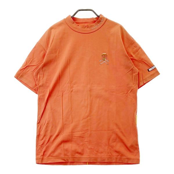 MARK&LONA モックネック 半袖 ドクロ ロゴ ストレッチ オレンジ 48 MARK&LONA マークアンドロナ モックネック 半袖Tシャツ スカル