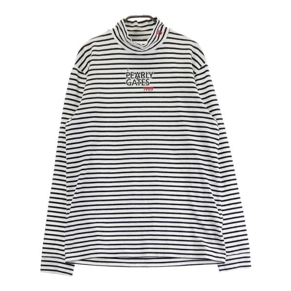 サイズ：4 PEARLY GATES パーリーゲイツ  長袖ハイネックTシャツ ボーダー イエロー系 [240101353487] ゴルフウェア メンズ ストスト サイズ：4 PEARLY GATES パーリーゲイツ 長袖ハイネックTシャツ