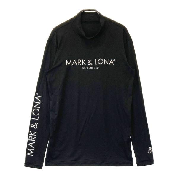 サイズ：48 MARK&amp;LONA マークアンドロナ  長袖モックネックTシャツ  ブラック系 [240101352951] ゴルフウェア メンズ ストスト MARK&LONA マークアンドロナ 長袖モックネックTシャツ ブラック