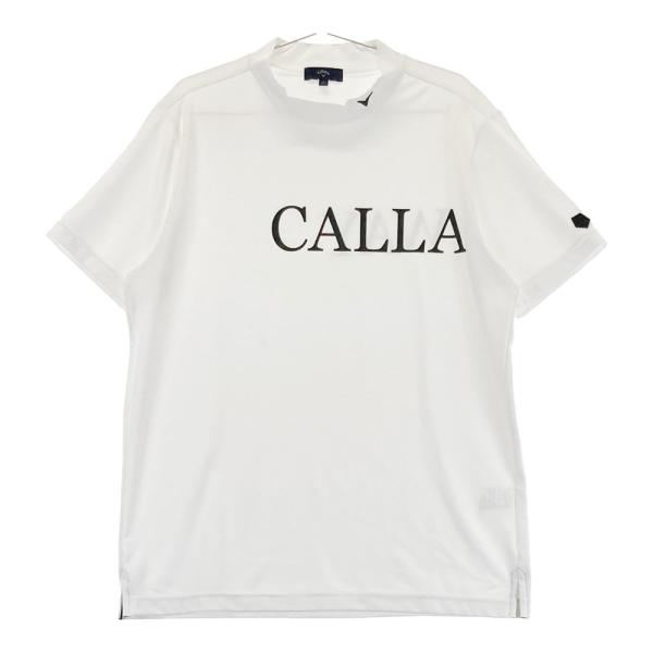 サイズ：M CALLAWAY キャロウェイ 2024年モデル モックネック 半袖Tシャツ プリント  ホワイト系 [240101488914] ゴルフウェア メンズ ストスト CALLAWAY キャロウェイ 2024年モデル モックネック 半袖Tシャツ