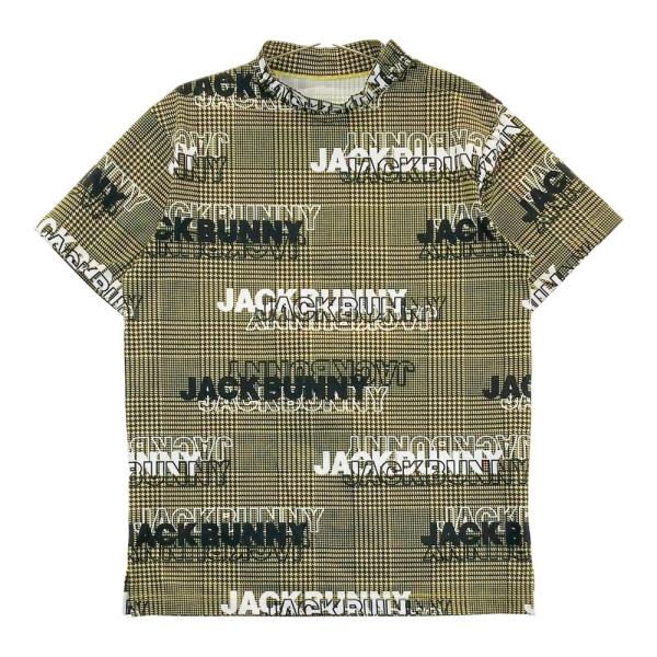 サイズ：1 JACK BUNNY ジャックバニー 2023年モデル ハイネック 半袖Tシャツ 千鳥 ロゴ総柄 イエロー系 [240101427496] ゴルフウェア レディース ストスト stst-used_1-240101357664