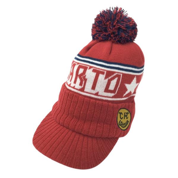 【新品】CUARTO UNITED クアルトユナイテッド  ボンボン付き ニットキャップ  レッド系 56-58cm ゴルフウェア