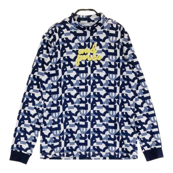 サイズ：M AND PER SE アンパスィ 2024年モデル AFF9244X3 モックネック 長袖Tシャツ ロゴ総柄 ネイビー系 [240101371585] ゴルフウェア レディース ストスト and per se（アンパスィ） 【新品】AND PER SE 2024年モデル AFF9244X3