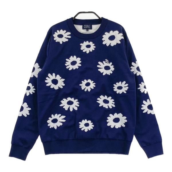 サイズ：1 PEARLY GATES パーリーゲイツ ; ニット セーター 花柄 ネイビー系 [240101372758] ゴルフウェア レディース ストスト PEARLY GATES パーリーゲイツ ; ニット セーター 花柄 ネイビー