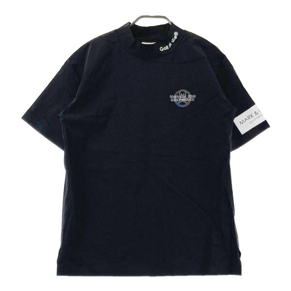 美品　マークアンドロナ　モックネック　半袖 メンズ　ゴルフ　46　マーク&ロナ MARK&LONA マークアンドロナ モックネック半袖Tシャツ ブラック
