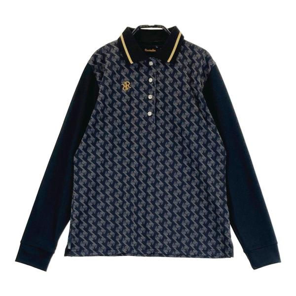 RESURRECTION レザレクション 長袖ポロシャツ 総柄 ブラック系 M