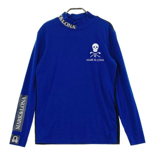 サイズ：46 MARK&LONA マークアンドロナ 2024年モデル バイカラー ハイネック 長袖Tシャツ  ブルー系 [240101385129] ゴルフウェア メンズ ストスト MARK&LONA マークアンドロナ 2024年モデル バイカラー