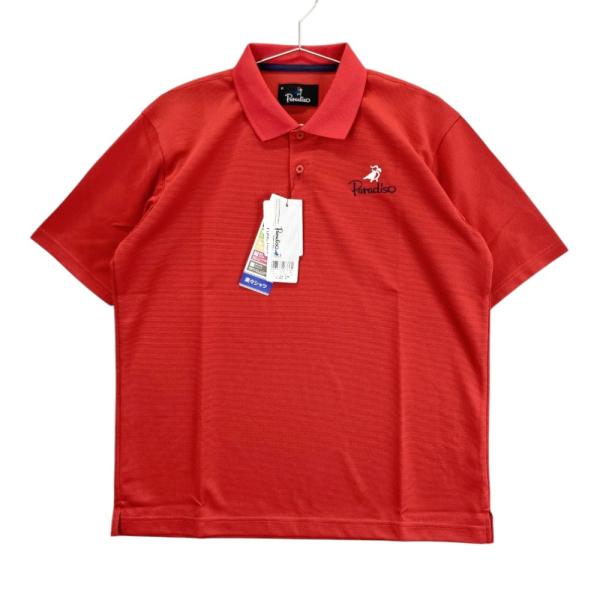 状態A パラディーゾのゴルフウェア　ポロシャツ 新品】PARADISO パラディーゾ 半袖ポロシャツ レッド系 M ゴルフウェア