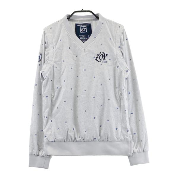 ZOY ゾーイ 2WAY 蓄熱ブルゾン 総柄 グレー系 36 ゴルフウェア