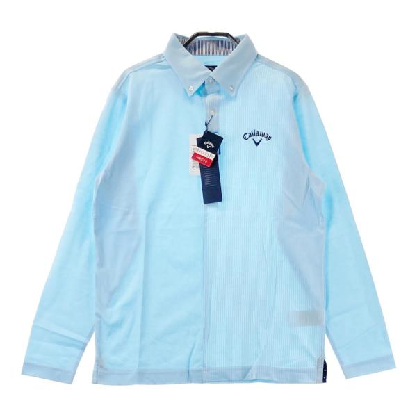 サイズ：L CALLAWAY キャロウェイ  長袖ポロシャツ 総柄 グレー系 [240101497544] ゴルフウェア メンズ ストスト CALLAWAY キャロウェイ ボタンダウン 長袖ポロシャツ 千鳥柄