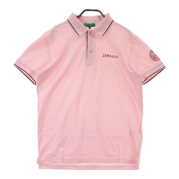 サイズ：L 23区GOLF ニジュウサンクゴルフ  半袖ポロシャツ  ピンク系 [240101442907] ゴルフウェア メンズ ストスト 23区GOLF ニジュウサンクゴルフ 半袖ポロシャツ ピンク系 L ゴルフ