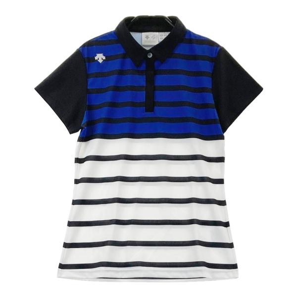 DESCENTE GOLF デサントゴルフ 半袖ポロシャツ ボーダー ブラック系 M