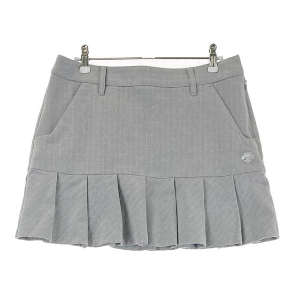 DESCENTE - DESCENTE ストライプ プリーツ スカート グレー L DESCENTE GOLF デサントゴルフ プリーツスカート ストライプ柄