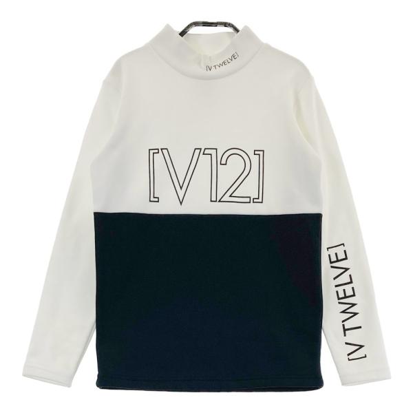 サイズ：L V12 ヴィトゥエルヴ  裏起毛ハイネック長袖Tシャツ  ホワイト系 [240101481239] ゴルフウェア メンズ ストスト V12 ヴィトゥエルヴ 裏起毛 ハイネックTシャツ ホワイト系 1