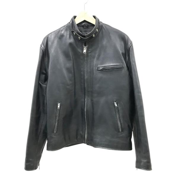 ホーンワークス　シングル　ライダース　ジャケット　ブラック　レザー　XL Horn Works 本革 襟付きシングルライダースジャケット メンズ