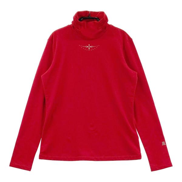 サイズ：38 LANVIN SPORT ランバン スポール  ハイネック 長袖Tシャツ ドット柄 レッド系 [240101502707] ゴルフウェア レディース ストスト LANVIN SPORT ランバン スポール ハイネック 長袖Tシャツ ドット