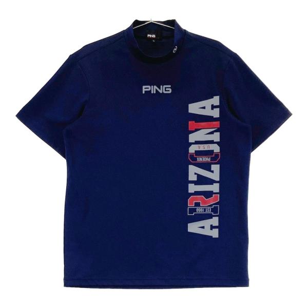 ピン　PING モックネック　Tシャツ　サイズXL PING ピン 2024年モデル モックネック 半袖Tシャツ ネイビー系 L