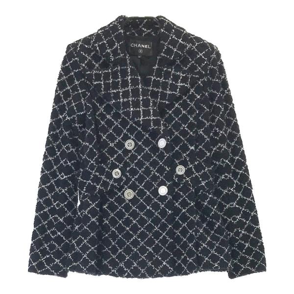美品　CHANEL シャネル　ツイード　ネイビー　パンツ　ワイド　ストライプ 中古・古着通販】CHANEL (シャネル) ストライプパンツ ネイビー