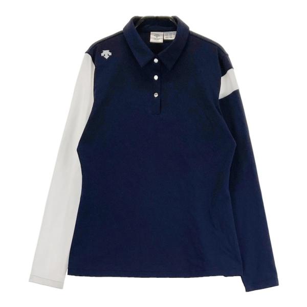 美品 デサント ゴルフ スポーツ シャツ ポロシャツ ネイビー Mサイズ