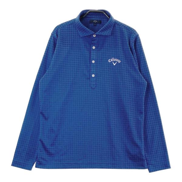 【新品未使用品】Callaway 千鳥格子柄 長袖ポロシャツ Lサイズ Callaway（キャロウェイ） 長袖ポロシャツ 千鳥柄 ネイビー系 L ゴルフ