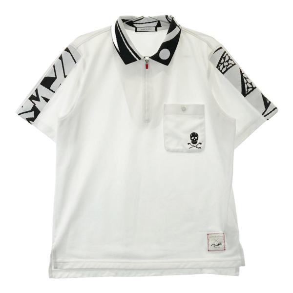 マーク&ロナ　トミーリム　コラボ　ゴルフ　ポロシャツ　ブラック　ホワイト 超美品】マークアンドロナ×TOMMII LIM 半袖ポロシャツ 白×黒 総