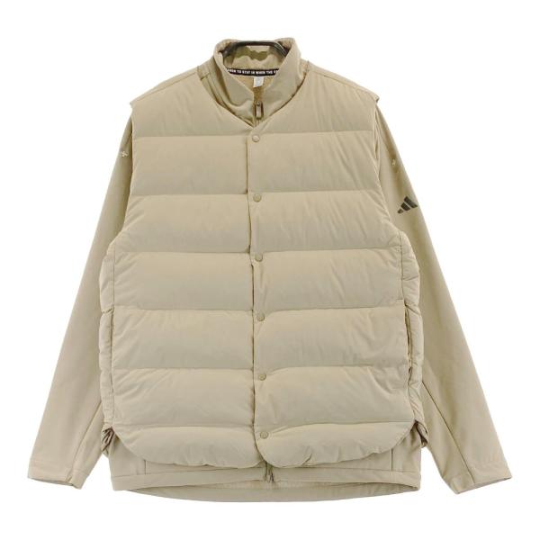 サイズ：L ADIDAS GOLF アディダスゴルフ IM7309 2024年モデル 3WAY ダウンベスト ジャケット  ベージュ系 [240101414975] ゴルフウェア メンズ ストスト ADIDAS GOLF アディダスゴルフ IM7309 2024年モデル 3WAY ダウン