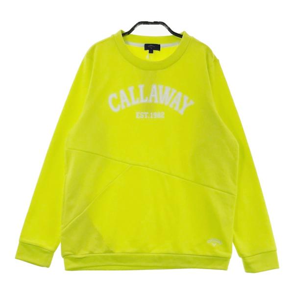 サイズ：L CALLAWAY キャロウェイ  フロントロゴ クルーネック長袖Tシャツ  ホワイト系 [240101415263] ゴルフウェア レディース ストスト 新品】CALLAWAY キャロウェイ フロントロゴ クルーネック長袖T