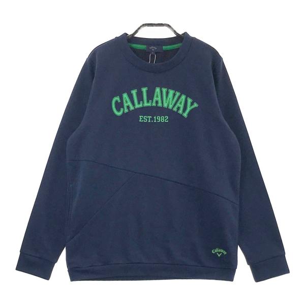サイズ：L CALLAWAY キャロウェイ  フロントロゴ クルーネック長袖Tシャツ  イエロー系 [240101415257] ゴルフウェア レディース ストスト 新品】CALLAWAY キャロウェイ フロントロゴ クルーネック長袖T