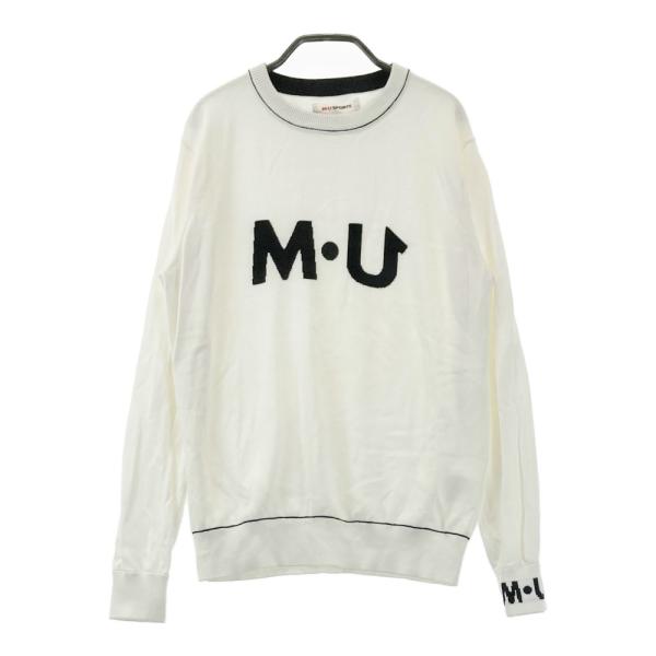 M.U SPORTS エムユースポーツ ニットセーター ロゴ刺繍 ホワイト系 44