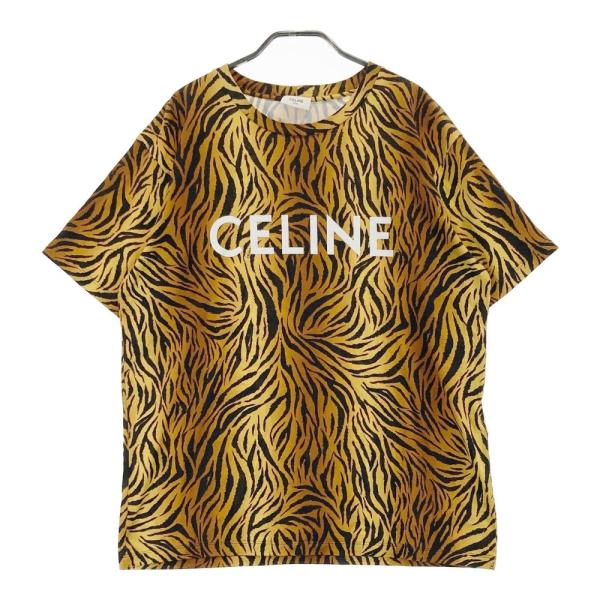 美品】CELINE セリーヌ 2X681581Q 半袖Tシャツ タイガー ブラウン系 L