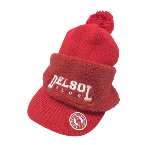 DELSOL デルソル  ボアネックウォーマー ニットキャップ  レッド系  ゴルフウェア