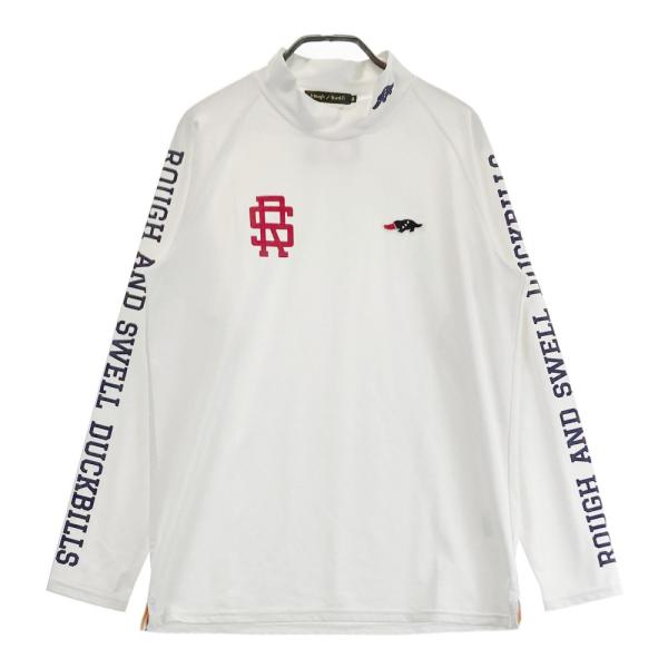 サイズ：S ROUGH&SWELL ラフアンドスウェル  ハイネック 長袖Tシャツ ワッペン  ホワイト系 [240101426286] ゴルフウェア メンズ ストスト ROUGH&SWELL ラフアンドスウェル ハイネック 長袖Tシャツ