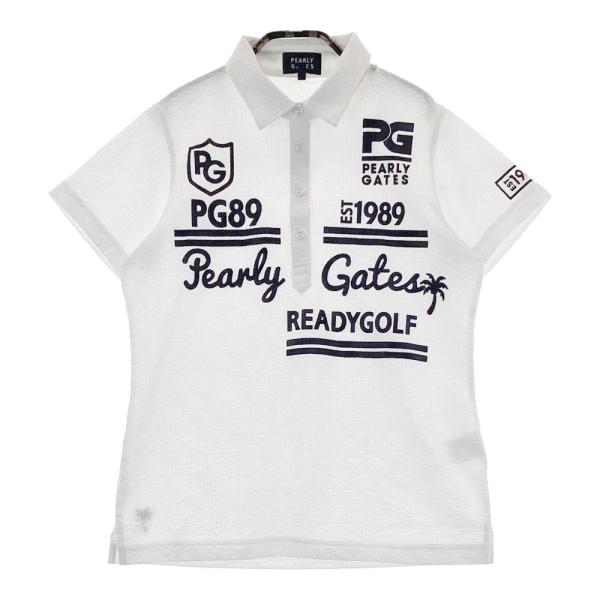 ★新品★PEARLY GATES　シアサッカー　ポロシャツ　サイズ　1 PEARLY GATES パーリーゲイツ 半袖ポロシャツ シアサッカー ホワイト系