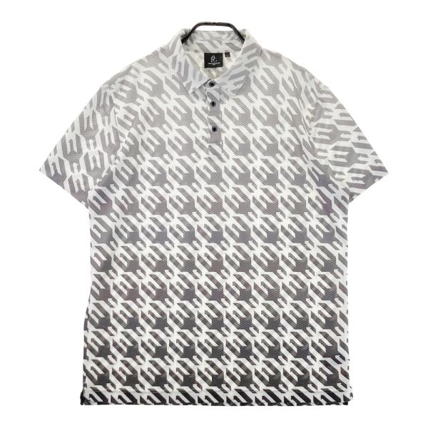 【美品】1PIU1UGUALE3 GOLF 総柄 半袖ポロシャツ グレー V 1PIU1UGUALE3 GOLF 半袖ポロシャツ 総柄 グレー系 6 ゴルフウェア