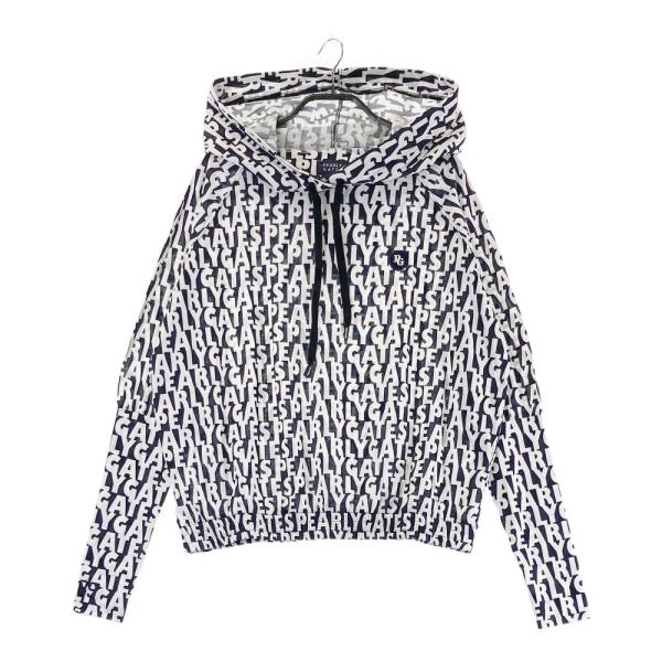 サイズ：1 PEARLY GATES パーリーゲイツ  フード付 長袖Tシャツ パーカー 総柄 ホワイト系 [240101431391] ゴルフウェア レディース ストスト 美品】PEARLY GATES パーリーゲイツ フード付 長袖Tシャツ