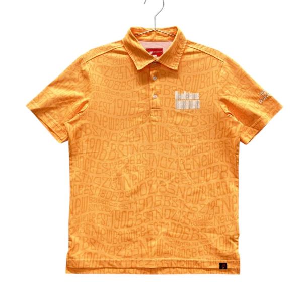 NEW BALANCE ゴルフ ポロシャツ オレンジ NEW BALANCE GOLF ニューバランス 半袖ポロシャツ 総柄 オレンジ系 4