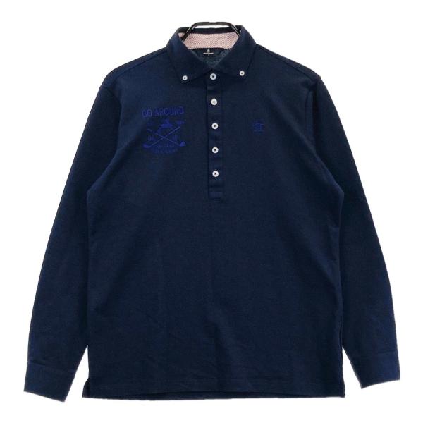 サイズ：L MUNSING WEAR マンシングウェア  長袖ポロシャツ ボタンダウン  ネイビー系 [240101433674] ゴルフウェア メンズ ストスト MUNSING WEAR マンシングウェア 長袖ポロシャツ ボタンダウン