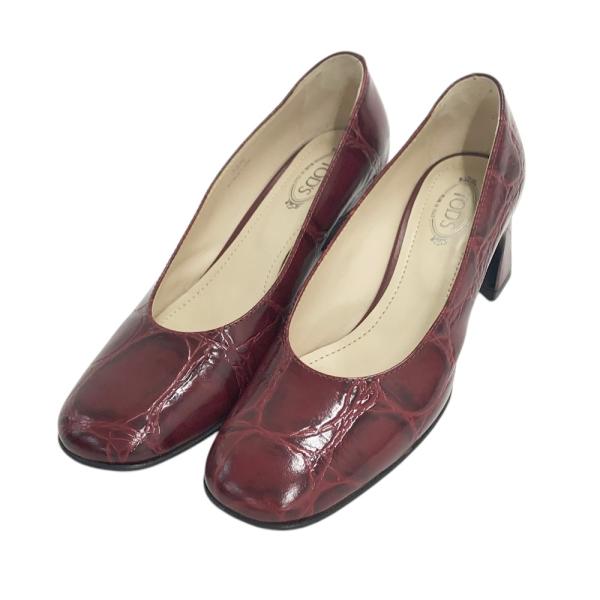 080★ TOD'S トッズ レザーパンプス ブラック サイズ36 1/2 Woman ブラック トッズ レザー ローファー
